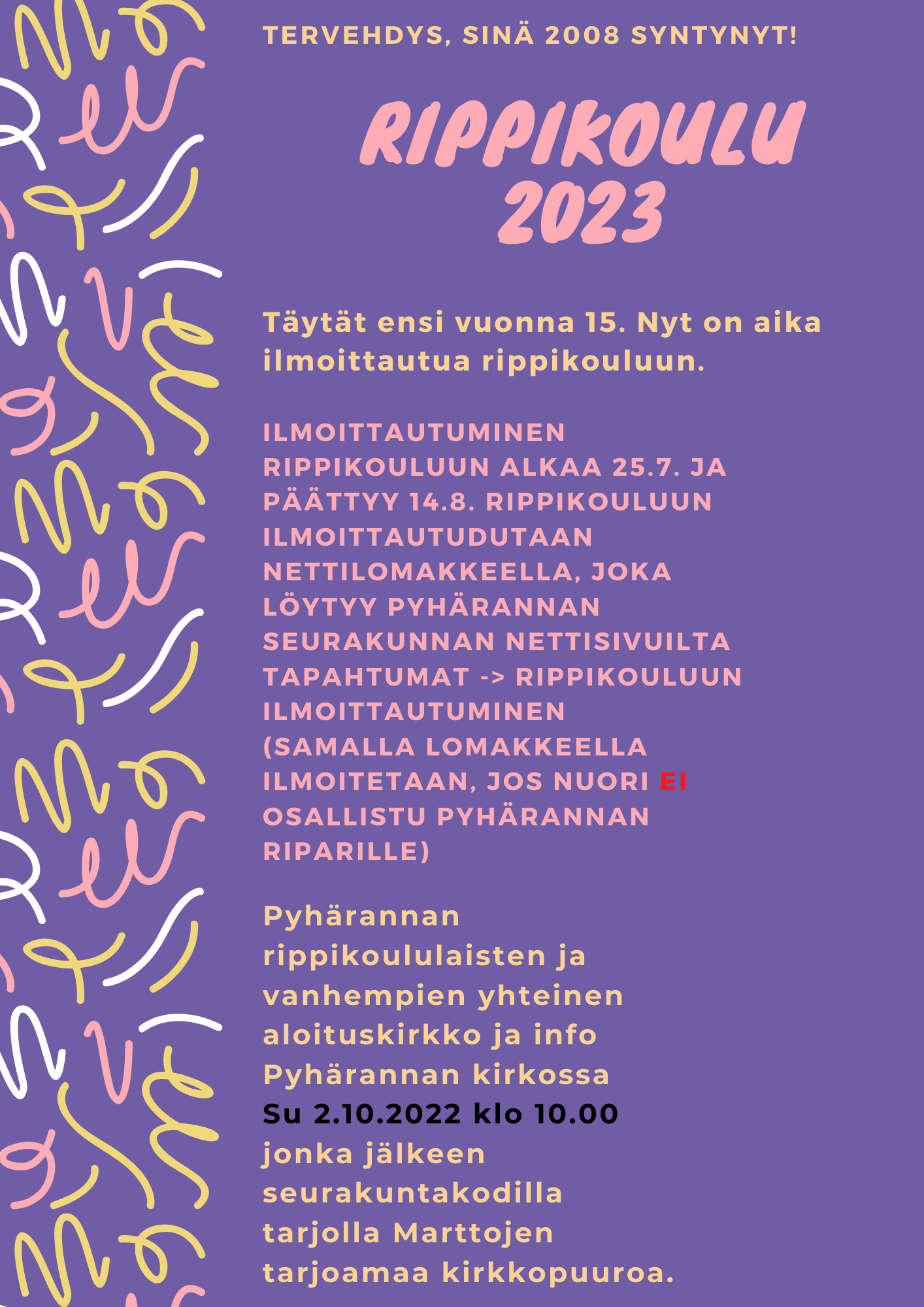 2023 Rippikoulun ilmoittautumis info