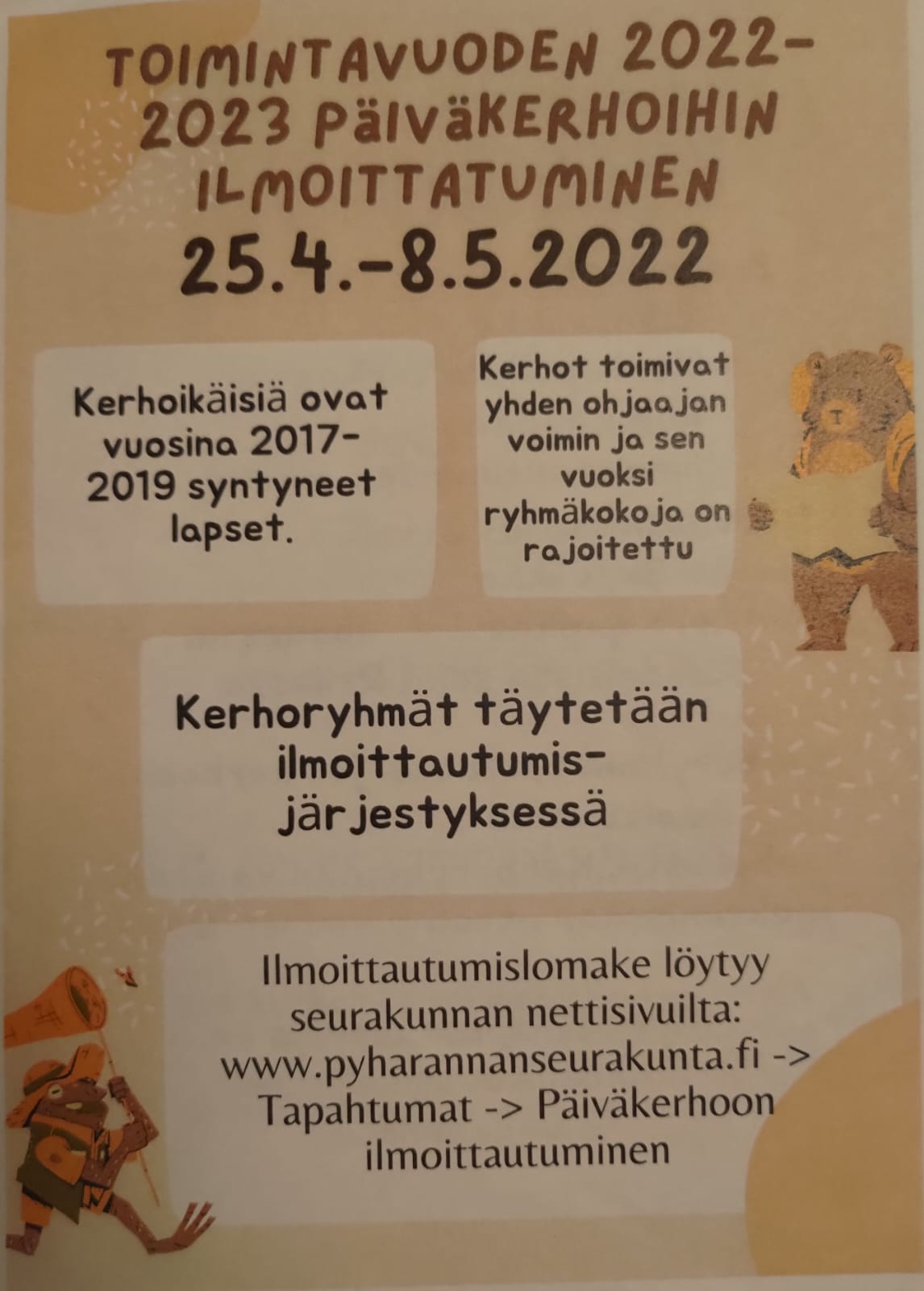 Kerhoilmoittautumis mainos