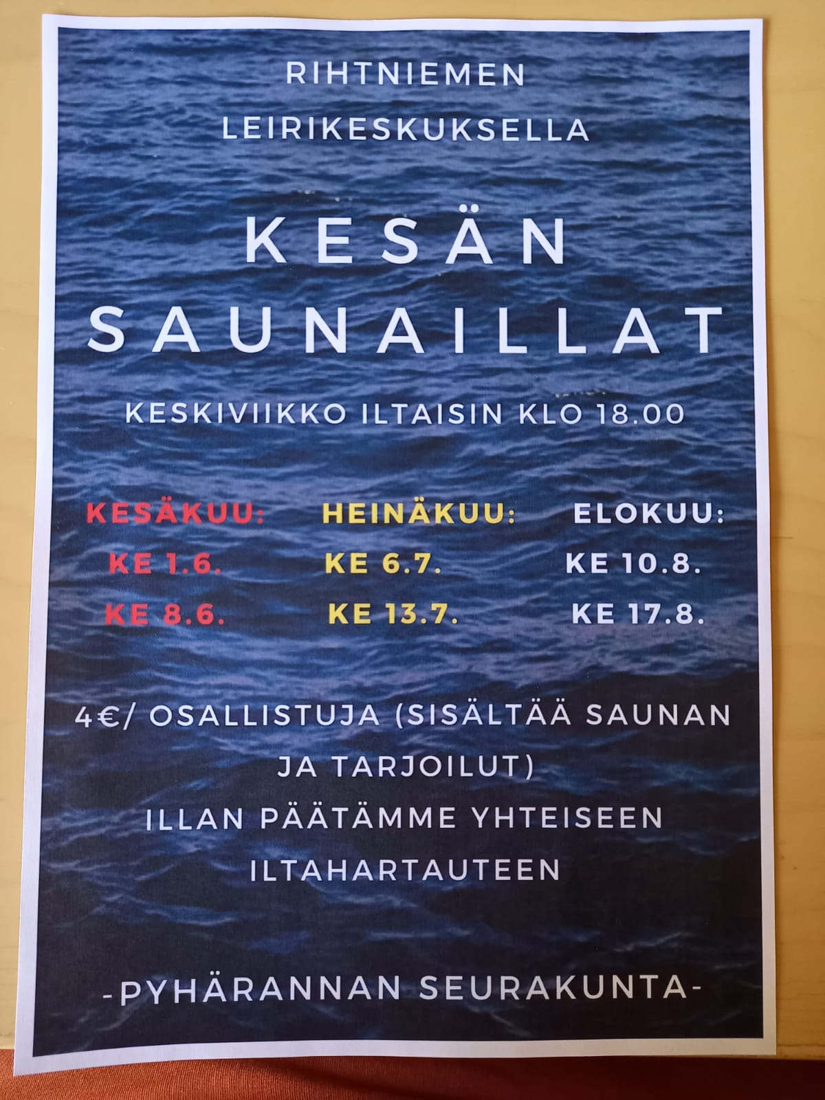 Saunaillan mainos