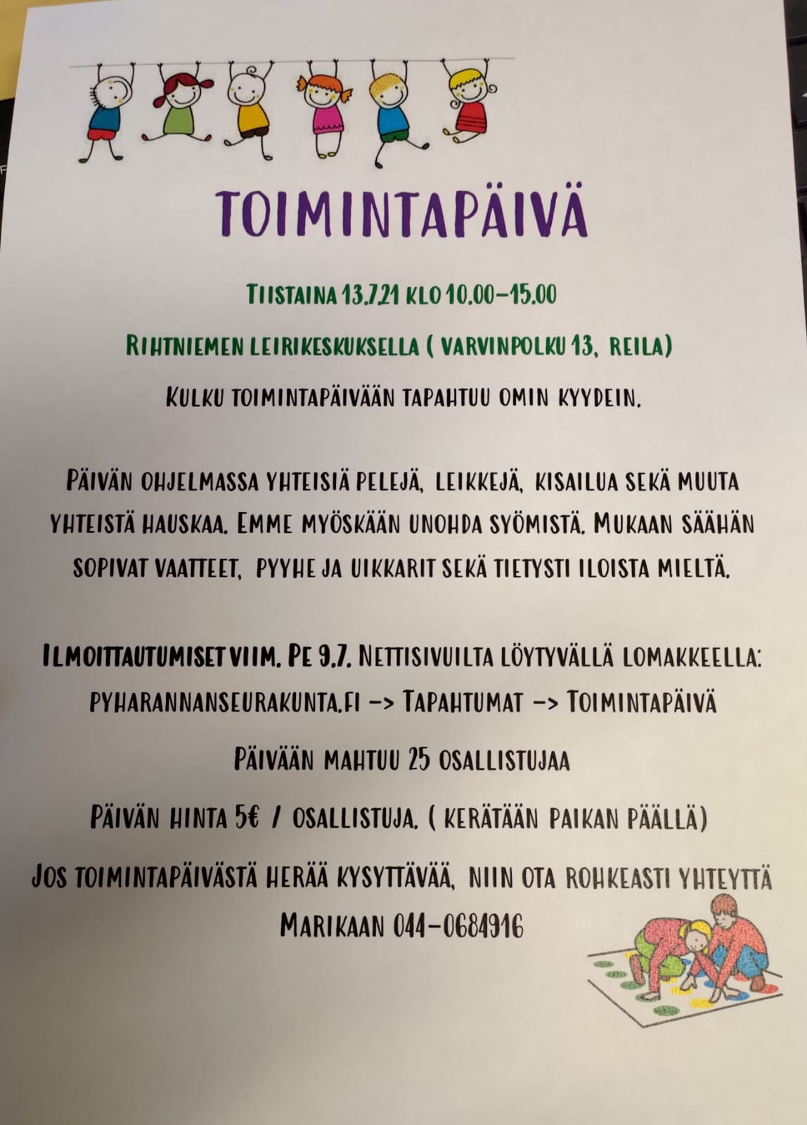 Toimintapäivä Toimintapäivän mainos