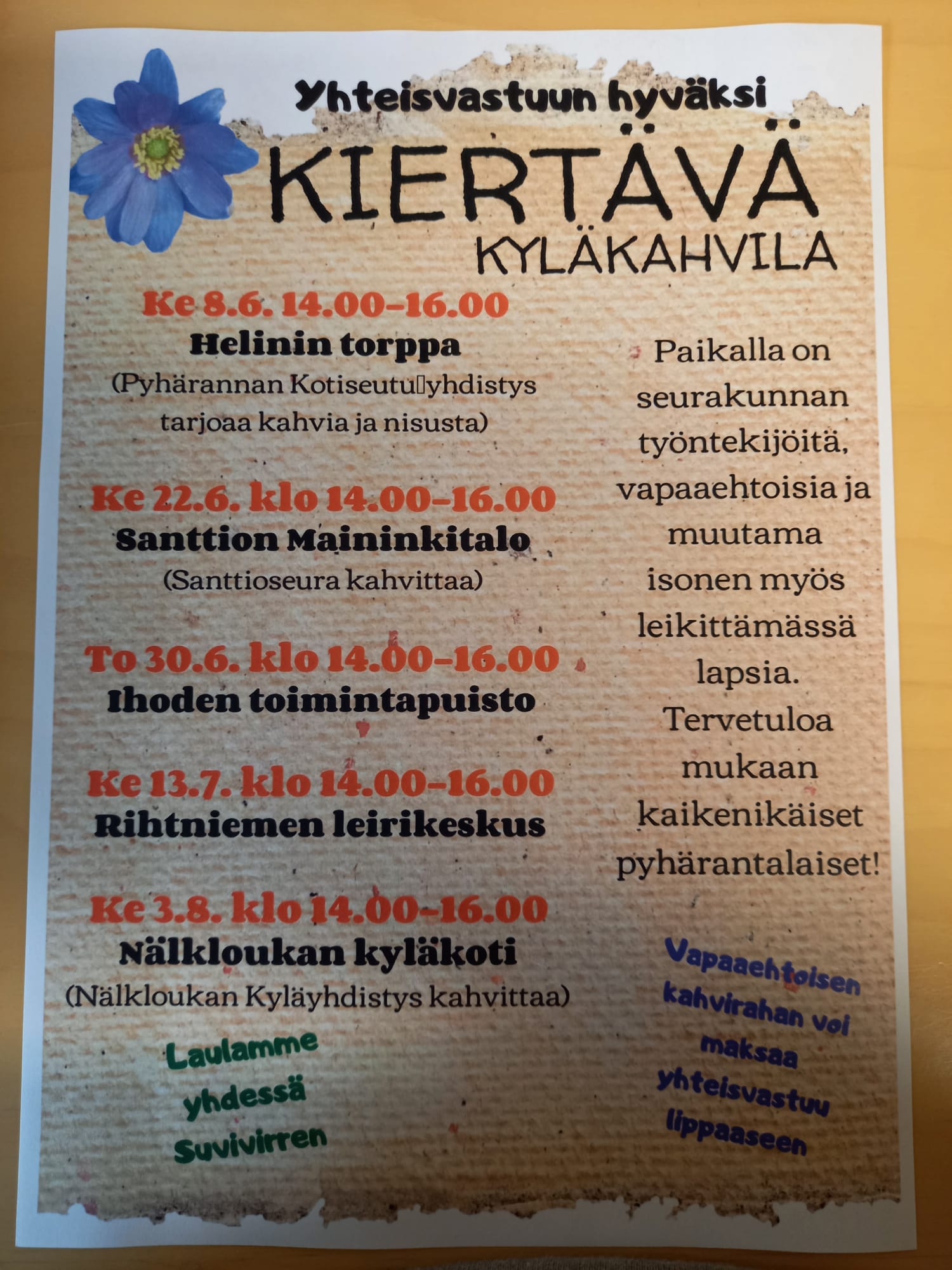 Kiertävän kyläkahvilan mainos